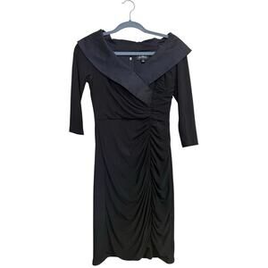 Adrianna papell petite black v neck dinner dress womens 4P
